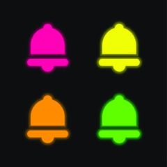Bell four color glowing neon vector icon