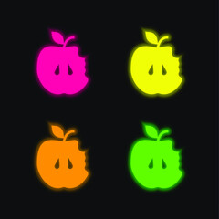 Apple four color glowing neon vector icon