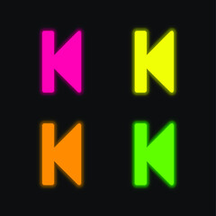 Back four color glowing neon vector icon