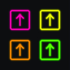 Arrow Up four color glowing neon vector icon