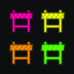 Barrier four color glowing neon vector icon