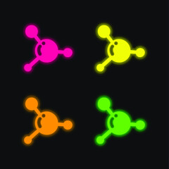 Blood Cell four color glowing neon vector icon