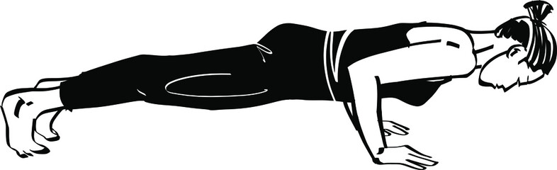 hand drawn illustration of the woman doing the yoga pose