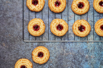 Freshly baked cookies with jam