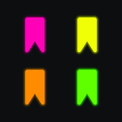 Bookmark four color glowing neon vector icon