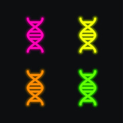 Biology Class four color glowing neon vector icon