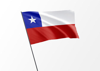Fototapeta na wymiar Chile flag flying high in the isolated background Chile independence day. World national flag collection