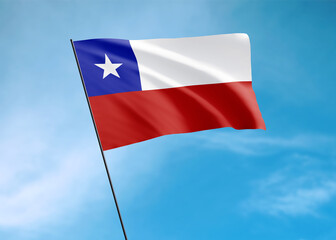 Chile flag flying high in the sky Chile independence day. World national flag collection
