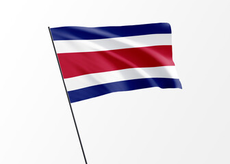 Costa Rica flag flying high in the isolated background Costa Rica independence day. World national flag collection