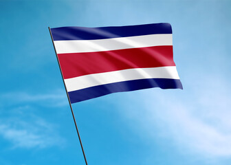 Costa Rica flag flying high in the sky Costa Rica independence day. World national flag collection