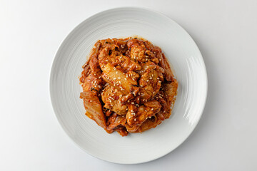 Stir-fried Pork Kimchi on White Background