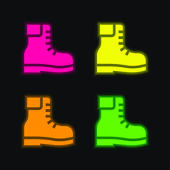 Boots four color glowing neon vector icon