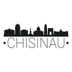 Chisinau, Moldova City Skyline. Silhouette Illustration Clip Art. Travel Design Vector Landmark Famous Monuments.