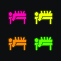 Acupuncture four color glowing neon vector icon
