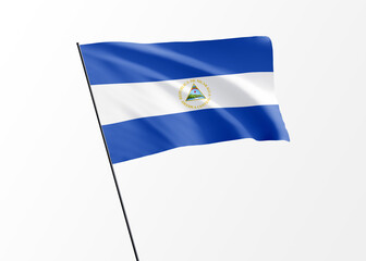 Nicaragua flag flying high in the isolated background Nicaragua independence day. World national flag collection