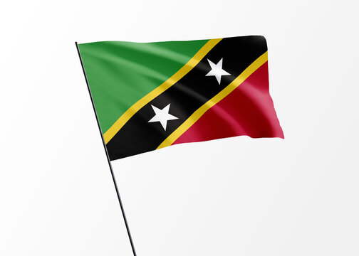 Saint Kitts and Nevis flag flying high in the isolated background  Saint Kitts and Nevis independence day. World national flag collection