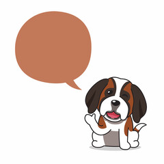 Cartoon character saint bernard dog with speech bubble for design.