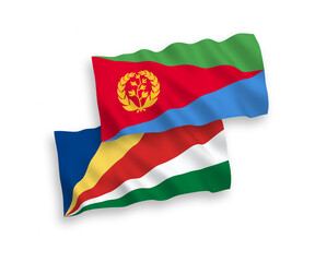 Flags of Eritrea and Seychelles on a white background