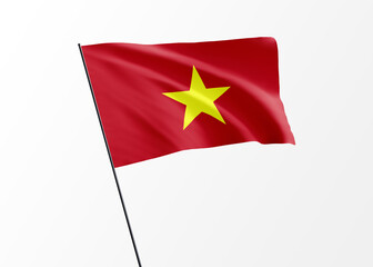 Vietnam flag flying high in the isolated background Vietnam independence day. World national flag collection
