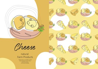 Background with different varieties of cheese. Sample brochure. Restaurant menu.