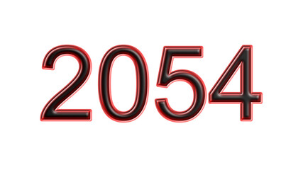 red 2054 number 3d effect white background