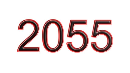 red 2055 number 3d effect white background