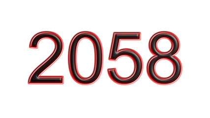 red 2058 number 3d effect white background
