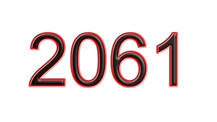red 2061 number 3d effect white background
