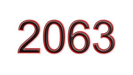 red 2063 number 3d effect white background