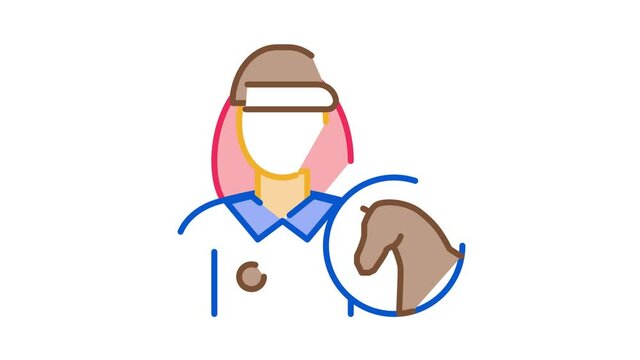 Woman Jockey Icon Animation. color Woman Jockey animated icon on white background