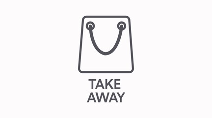 Vector Isolated Black and White Take Away Bag Icon or Sign