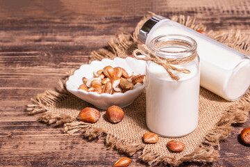 Homemade vegan roasted hazelnut milk in a glass