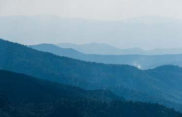 Naklejka premium silhouette of european blue mountains