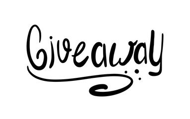 Give away lettering outline hand drawn vector. Giveaway text gift