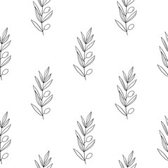 Olive branch seamless pattern. Good for banner, poster, flyer, greeting card, web design, print design. Vector illustration.