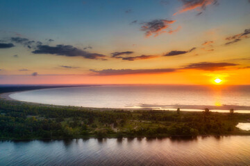 Fototapeta na wymiar A beautiful sunset on the beach of the Sobieszewo Island at the Baltic Sea. Poland