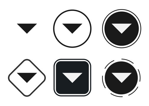 Arrow Dropdown Icon Set. Collection Of High Quality Black Outline Logo For Web Site Design And Mobile Dark Mode Apps. Vector Illustration On A White Background