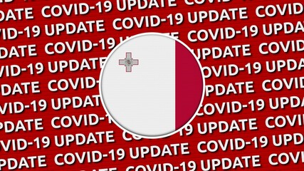 Malta Circle Flag and Covid-19 Update Titles - 3D Illustration fabric texture