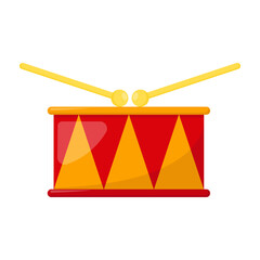 Kid toy drum, vector illustration