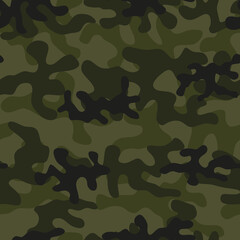 Dark military camouflage background for textile. Seamless army pattern. Vector.