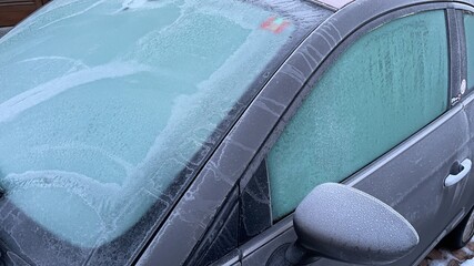 Part of Frozen car in winter - 443633789