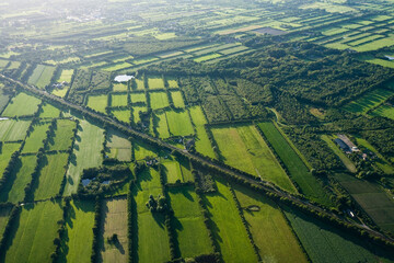Dutch landscapes from out of a plane - obrazy, fototapety, plakaty