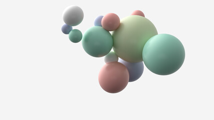 Abstract composition with 3d spheres cluster. Colorful candy matte bubbles. Realistic illustration of balls. Trendy banner or poster design. Futuristic background