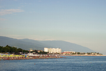 view of the bay in the Black sea with mountains