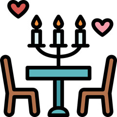 dinner color outline icon