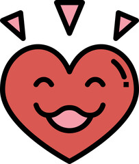 happy heart color outline icon