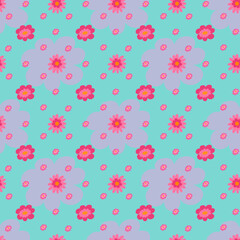 seamless pattern with pink flowers