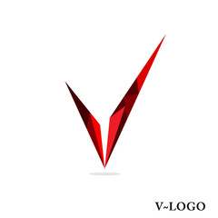 v logo of triangular crystal