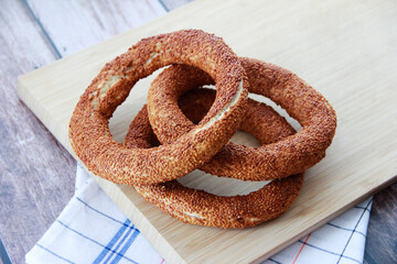 traditional oriental pastries turkish bagel with sesame seeds