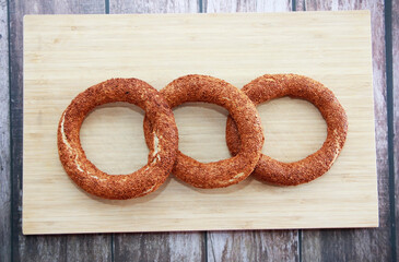 traditional oriental pastries turkish bagel with sesame seeds